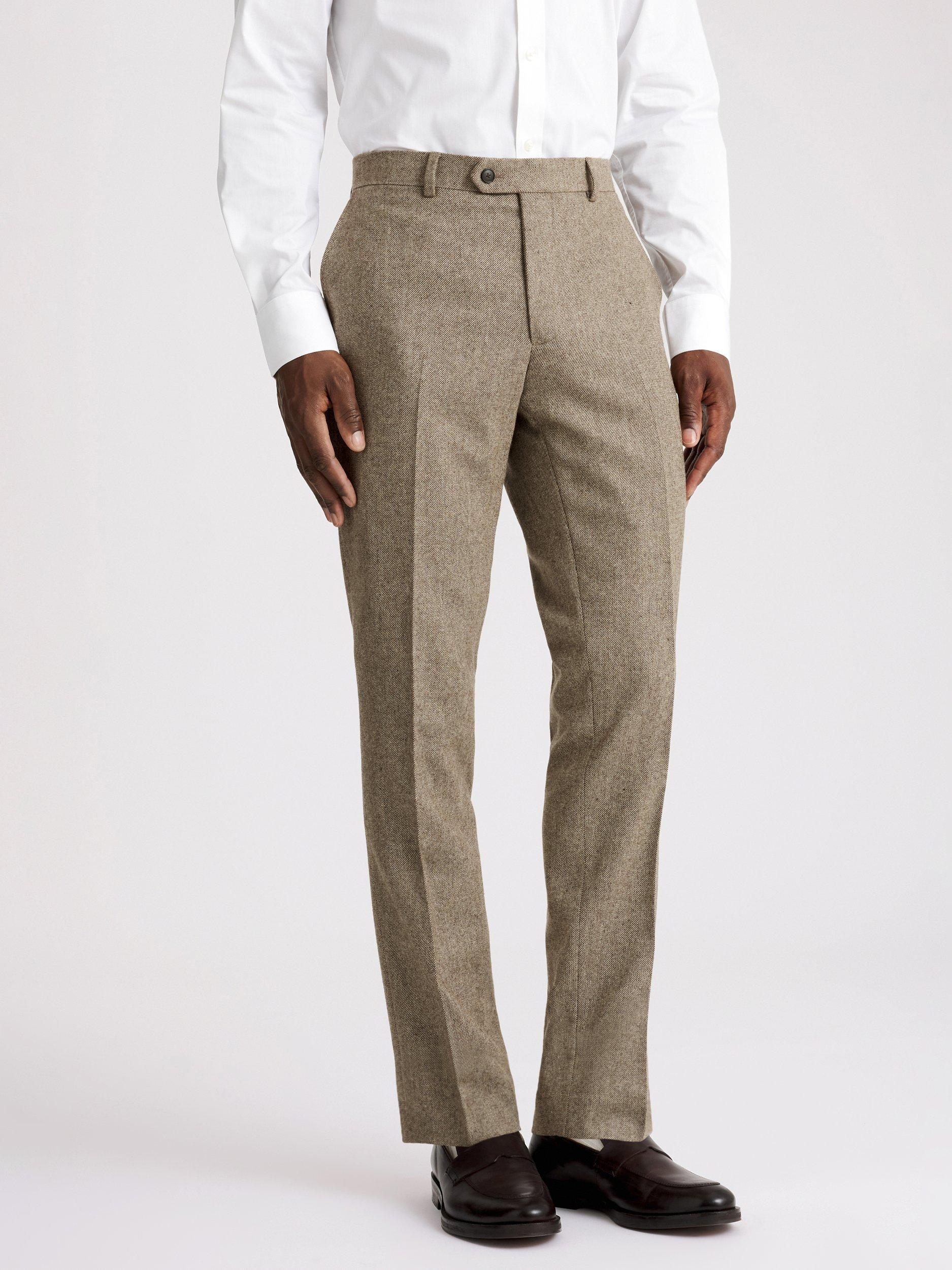 Product image 1 of 3, which shows Moss Slim Fit Tweed Trousers, Brown Twill, 30S