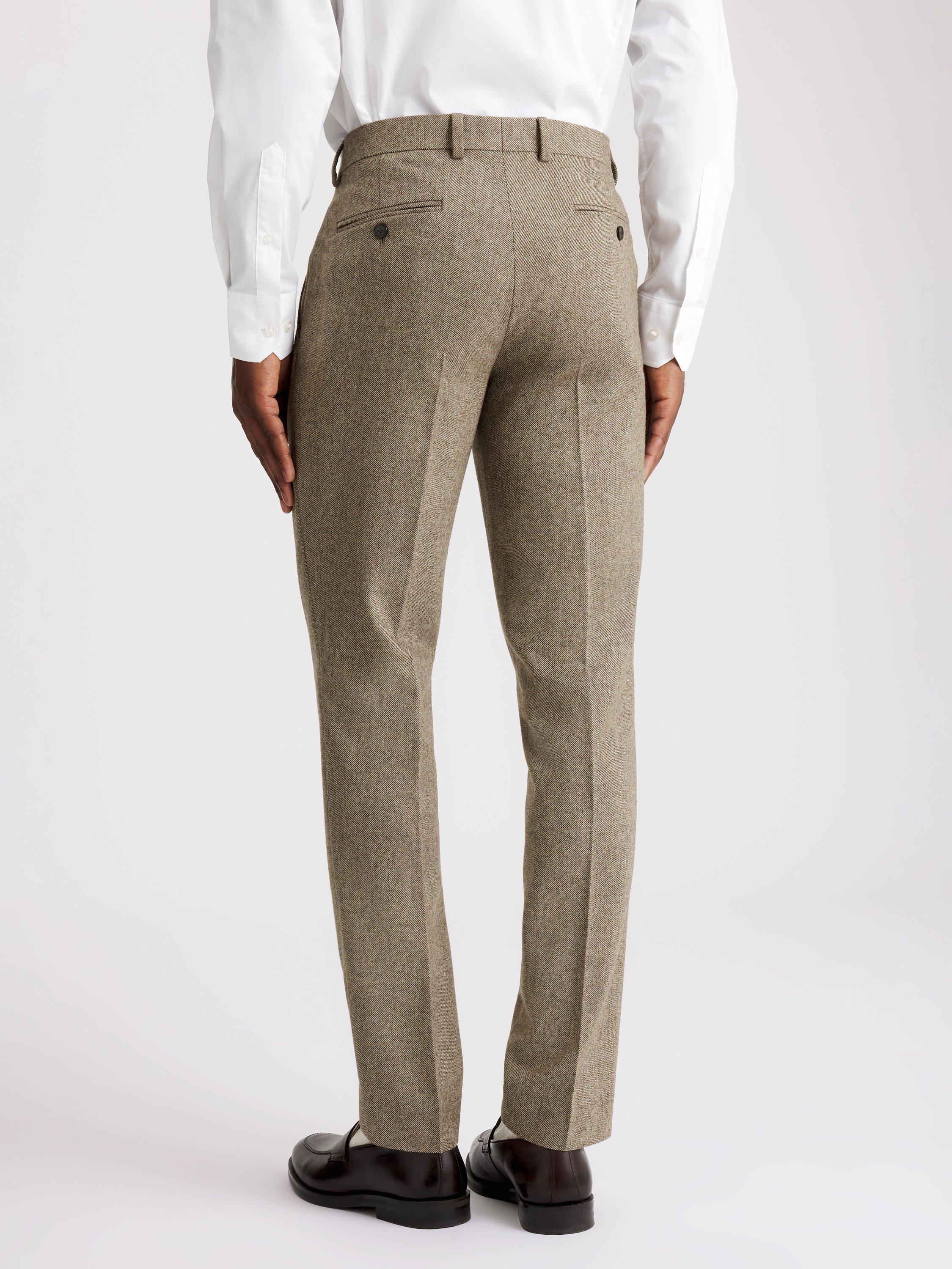 Product image 2 of 3, which shows Moss Slim Fit Tweed Trousers, Brown Twill, 30S