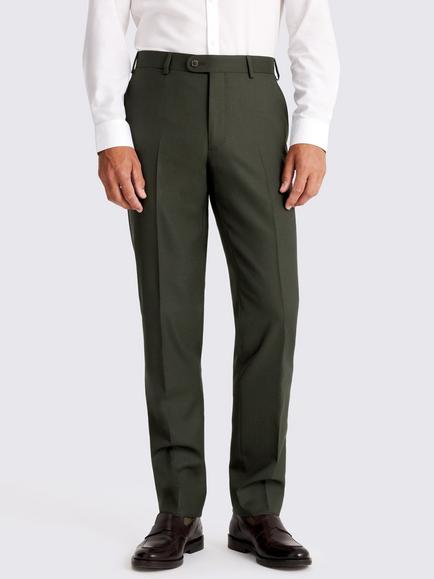 Moss Moss x Barberis Wool Tailored Trousers, Dark Green