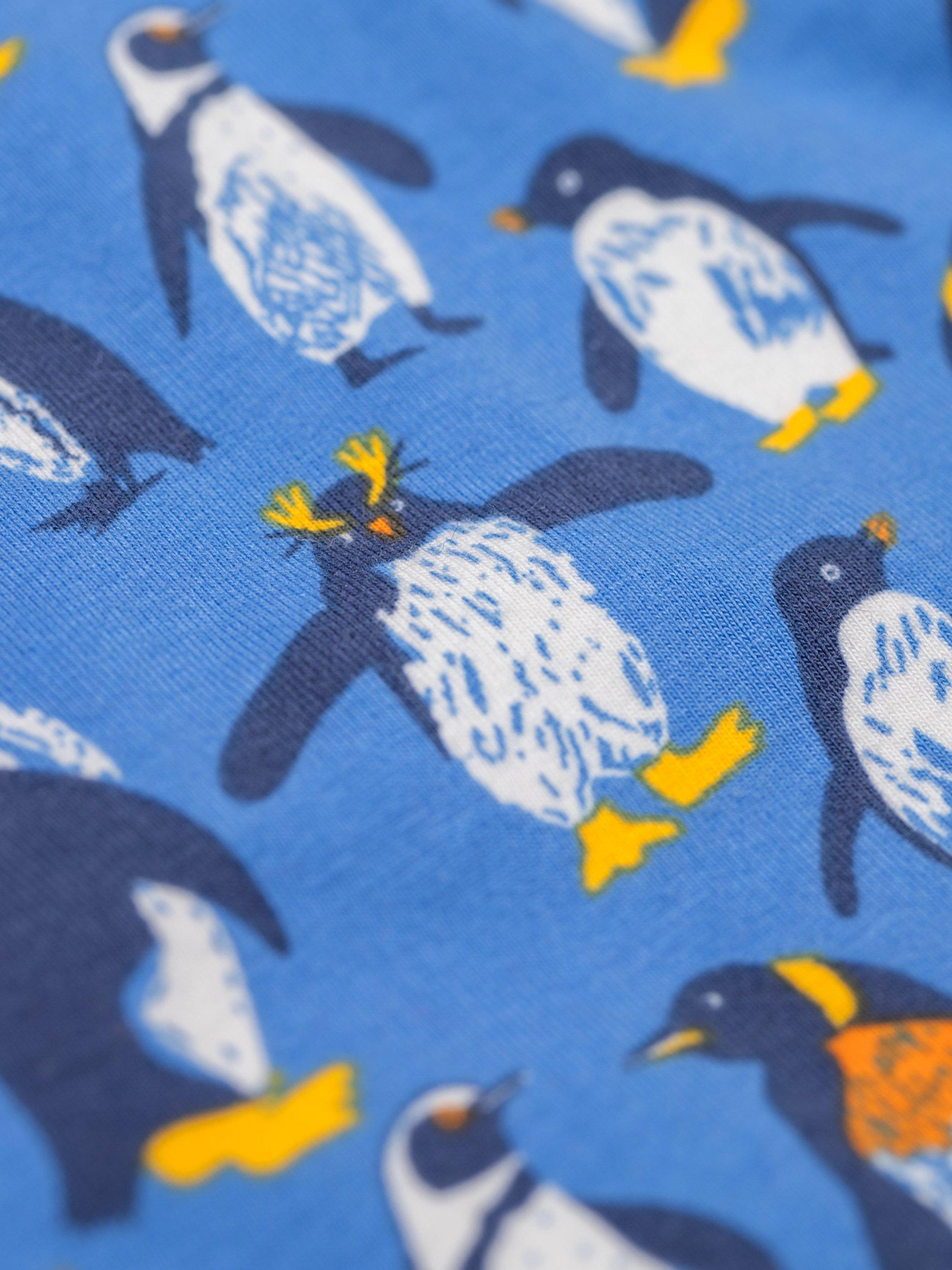 Product image 3 of 3, which shows Frugi Kids' Sofia Cotton Blend Skater Dress, Penguin Waddle, 2-3 yrs