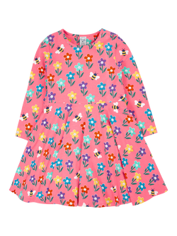 Frugi Kids' Sofia Skater Cotton Blend Dress, Tulip Fun Flowers
