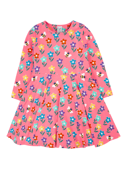 Frugi Kids' Sofia Skater Cotton Blend Dress, Tulip Fun Flowers