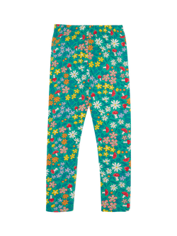 Frugi Kids' Libby Leaves Print Cotton Leggings - view 2, Wild Woods