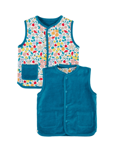 Frugi Kids' Wynn Reversible Waistcoat, Multi, Multi