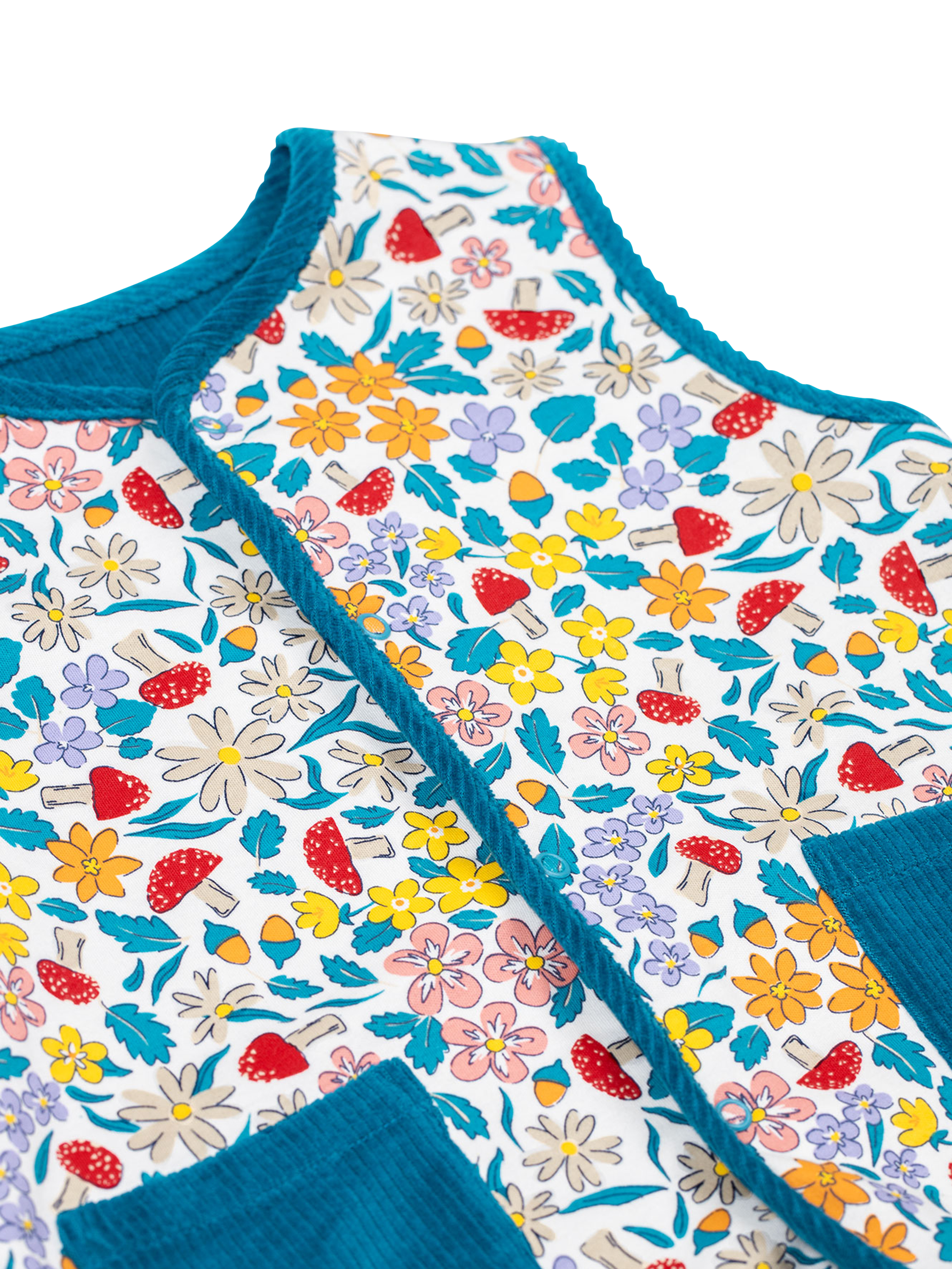 Product image 3 of 5, which shows Frugi Kids' Wynn Reversible Waistcoat, Multi, 0-3 months