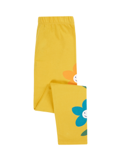 Frugi Kids' Luana Cotton Leggings, Bumblebee/Flowers
