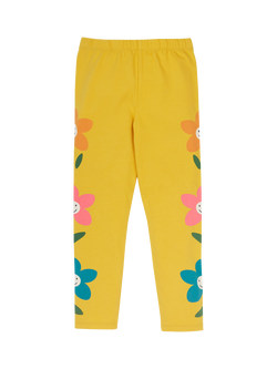 Frugi Kids' Luana Cotton Leggings - view 2, Bumblebee/Flowers