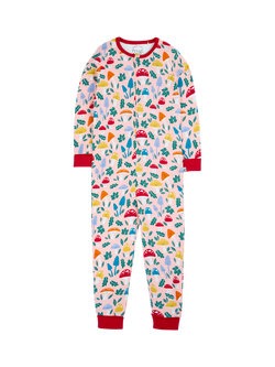 Frugi Kids' Zelah Zip-Up Long Sleeve Cotton Onesie, Pelican Fun-guys