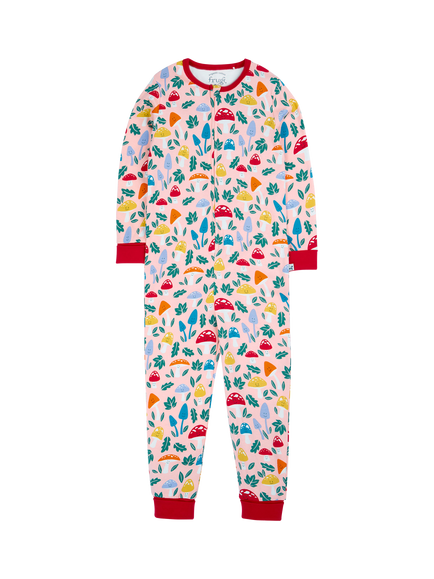 Frugi Kids' Zelah Zip-Up Long Sleeve Cotton Onesie, Pelican Fun-guys