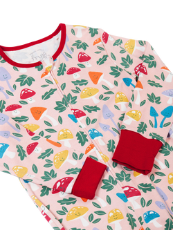 Frugi Kids' Zelah Zip-Up Long Sleeve Cotton Onesie - view 2, Pelican Fun-guys