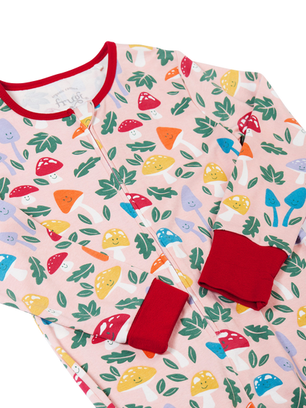 Frugi Kids' Zelah Zip-Up Long Sleeve Cotton Onesie - view 2, Pelican Fun-guys