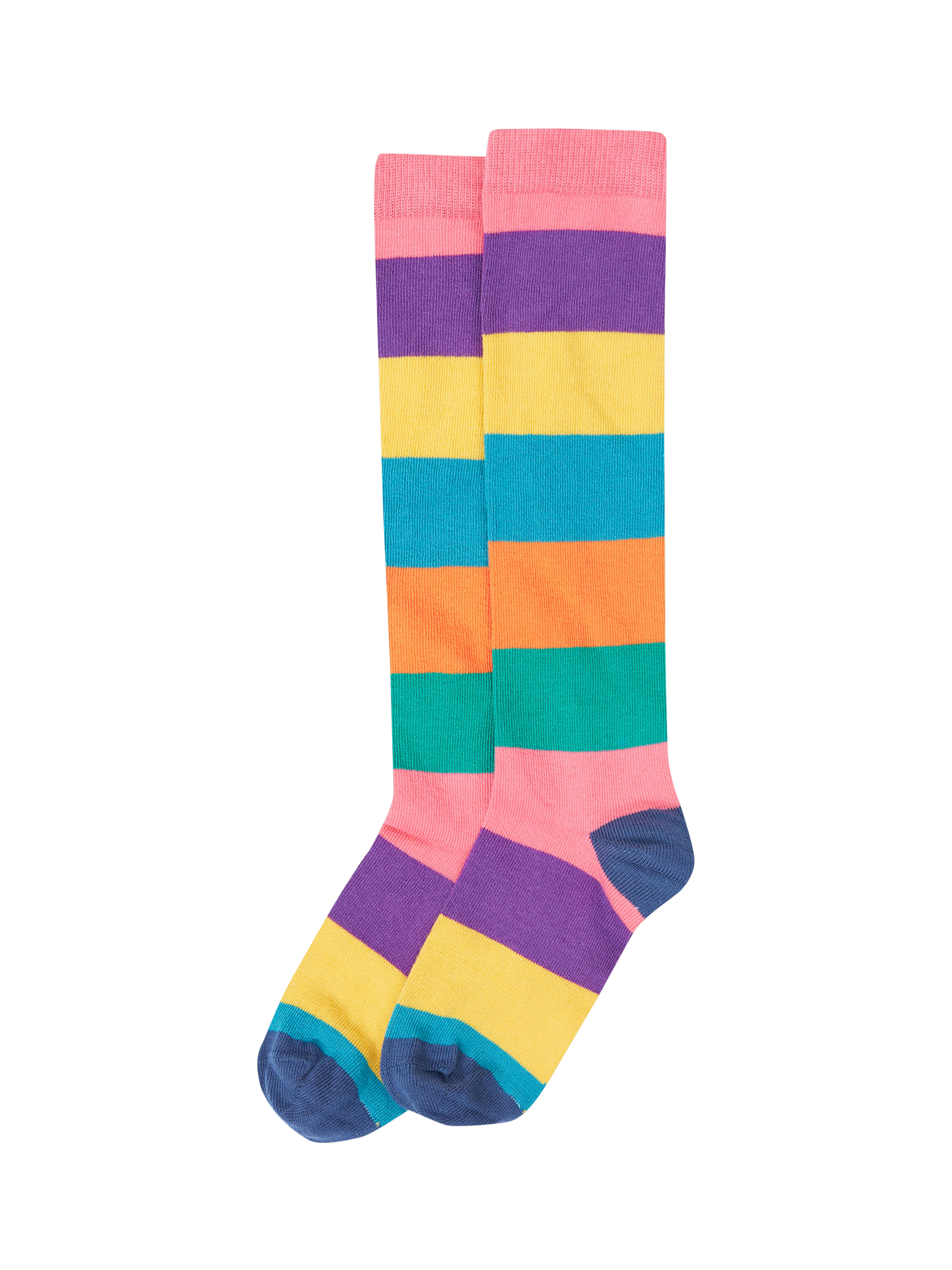 Product image 2 of 5, which shows Frugi Kids' Hygge High Knee Socks, Patchwork Multipack, 13-2