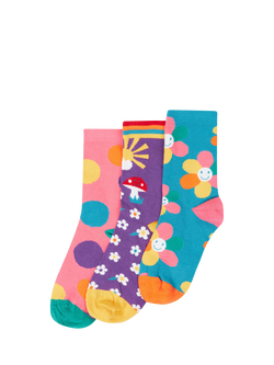 Frugi Kids' Bright Rock My Socks, Flower Multipack