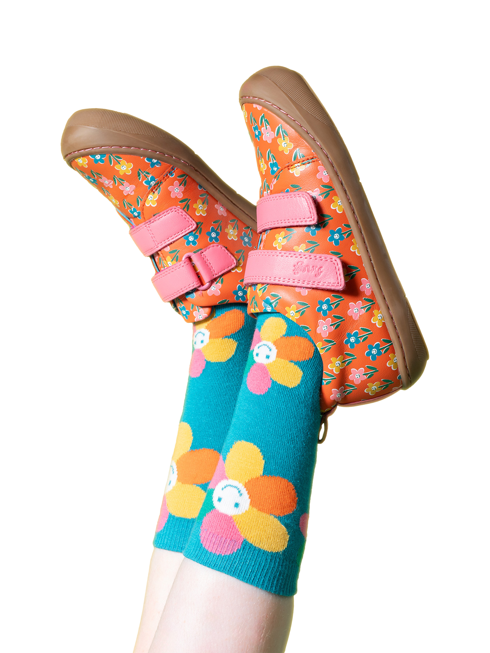 Product image 2 of 7, which shows Frugi Kids' Bright Rock My Socks, Flower Multipack, 13-2