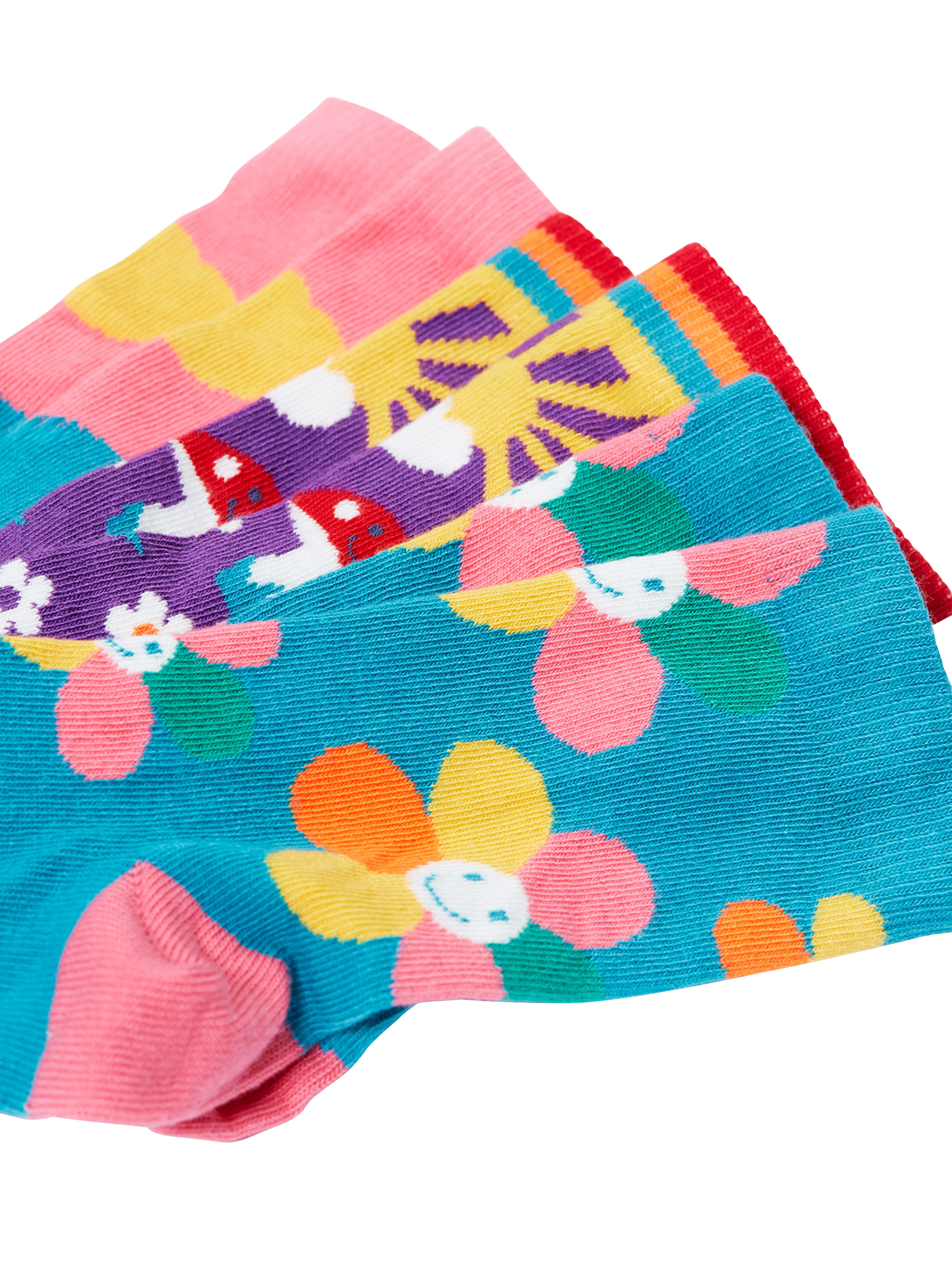 Product image 7 of 7, which shows Frugi Kids' Bright Rock My Socks, Flower Multipack, 13-2
