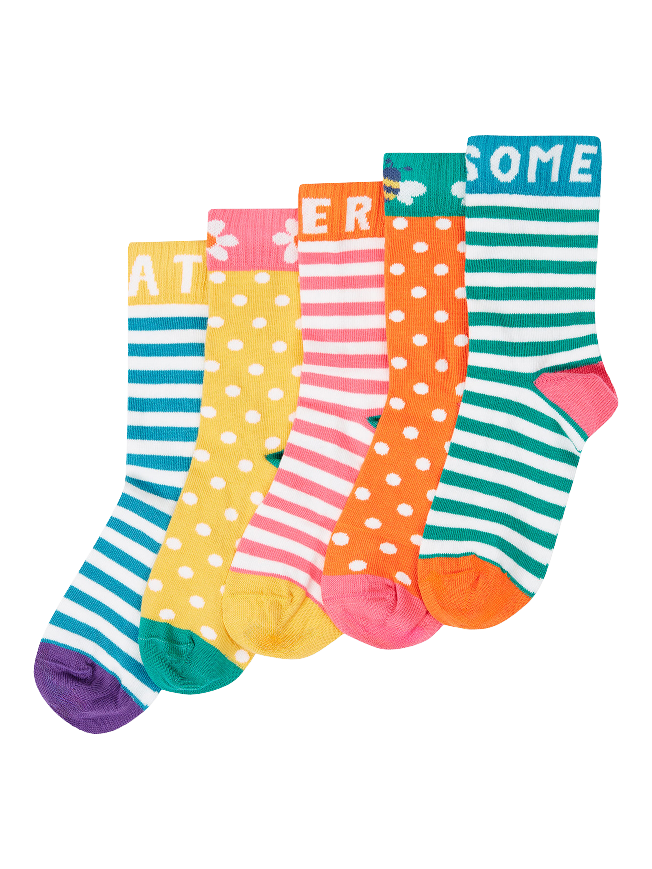 Product image 1 of 9, which shows Frugi Kids' Sunnie Printed Socks, Super Multipack, 13-2