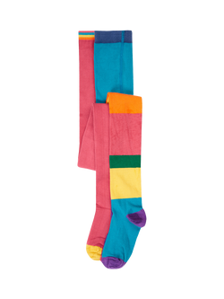 Frugi Norah Tights, Pack of 2, Hotchpotch/Rose, Hotchpotch/Rose