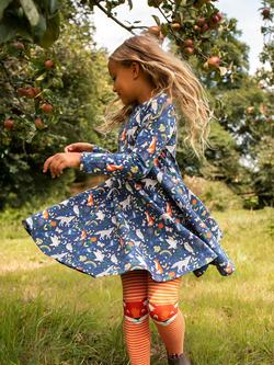 Frugi Kids' Norah Tights, Stripe Fox - view 2, Salamnder Stripe/Fox