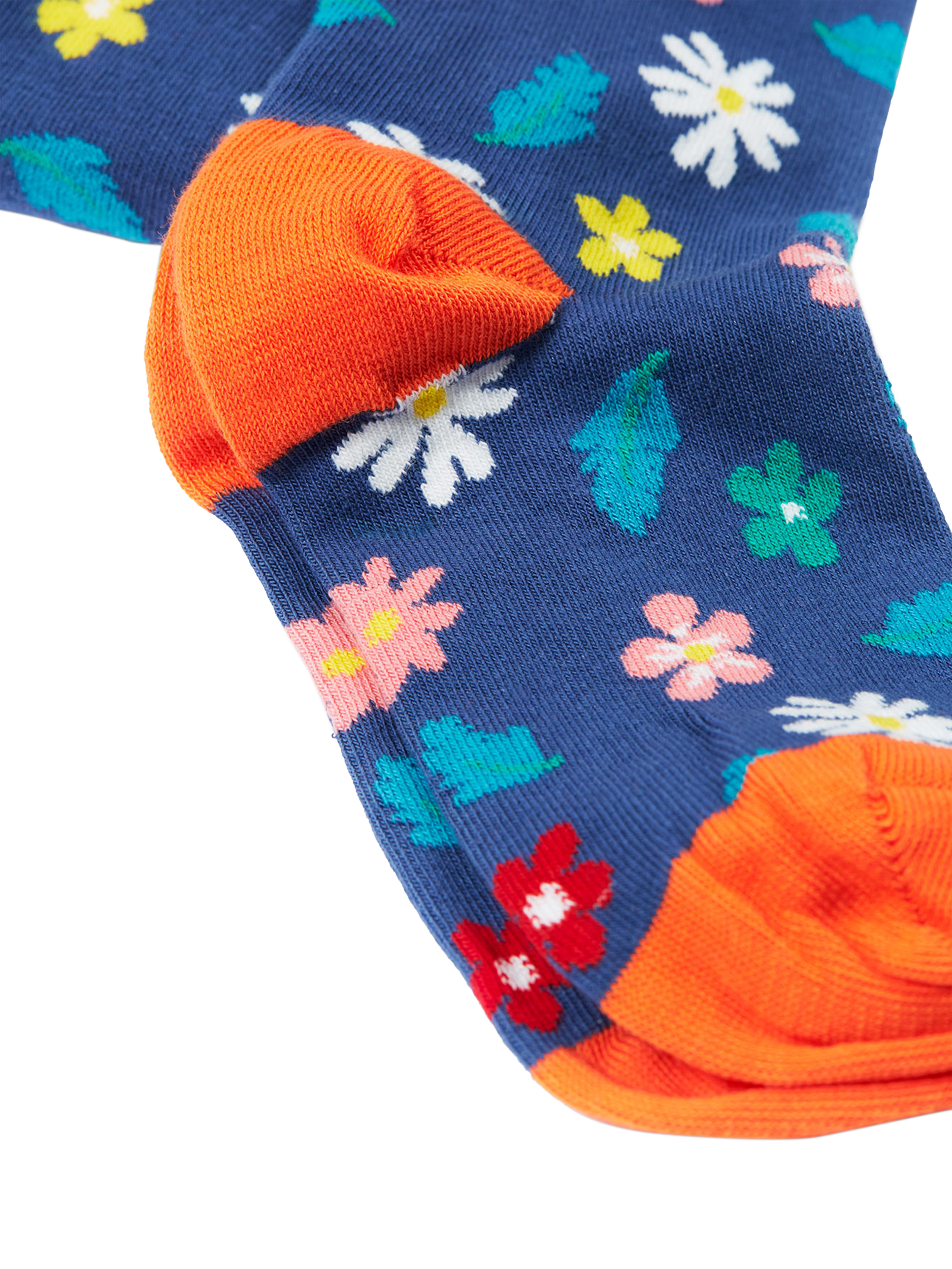 Product image 3 of 4, which shows Frugi Kids' Norah Tights, Navy/Flowers, 2-4 years