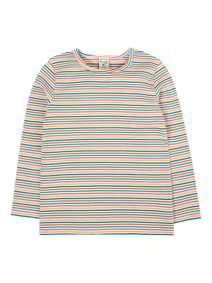 Frugi Kids' Lucia Cotton Long Sleeved Top, Multi Stripe, Multi Stripe