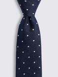Moss Silk Linen Blend Polka Dot Tie, Blue