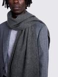 Moss Cashmere Lambswool Blend Scarf, Grey