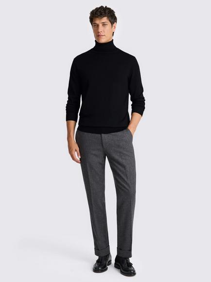Moss Merino Wool Blend Roll Neck Jumper - view 2, Black