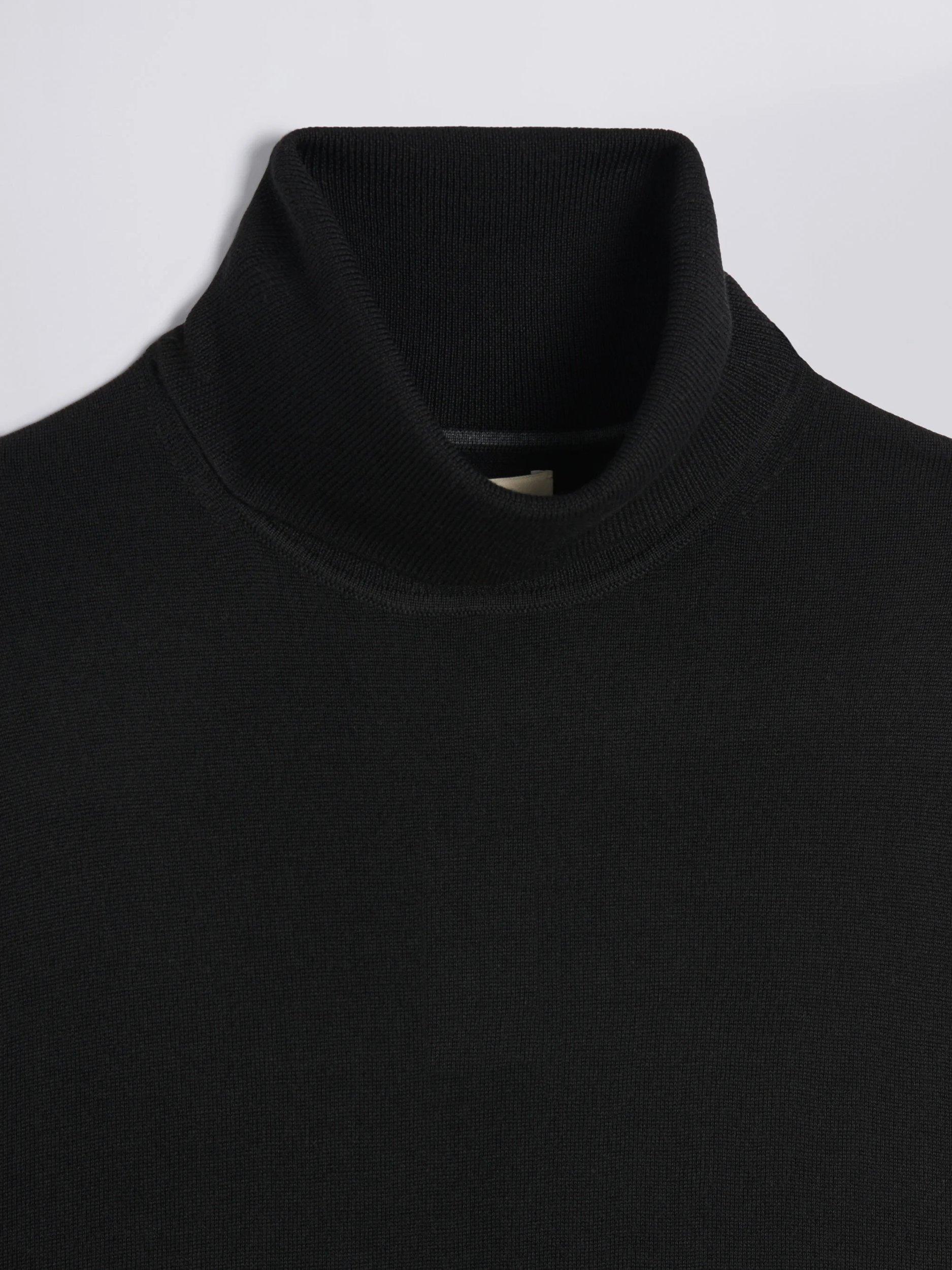 Product image 5 of 5, which shows Moss Merino Wool Blend Roll Neck Jumper, Black, S