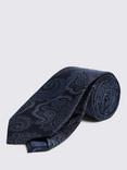 Moss Silk Paisley Patterned Tie, Blue