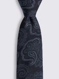 Moss Silk Paisley Patterned Tie, Blue