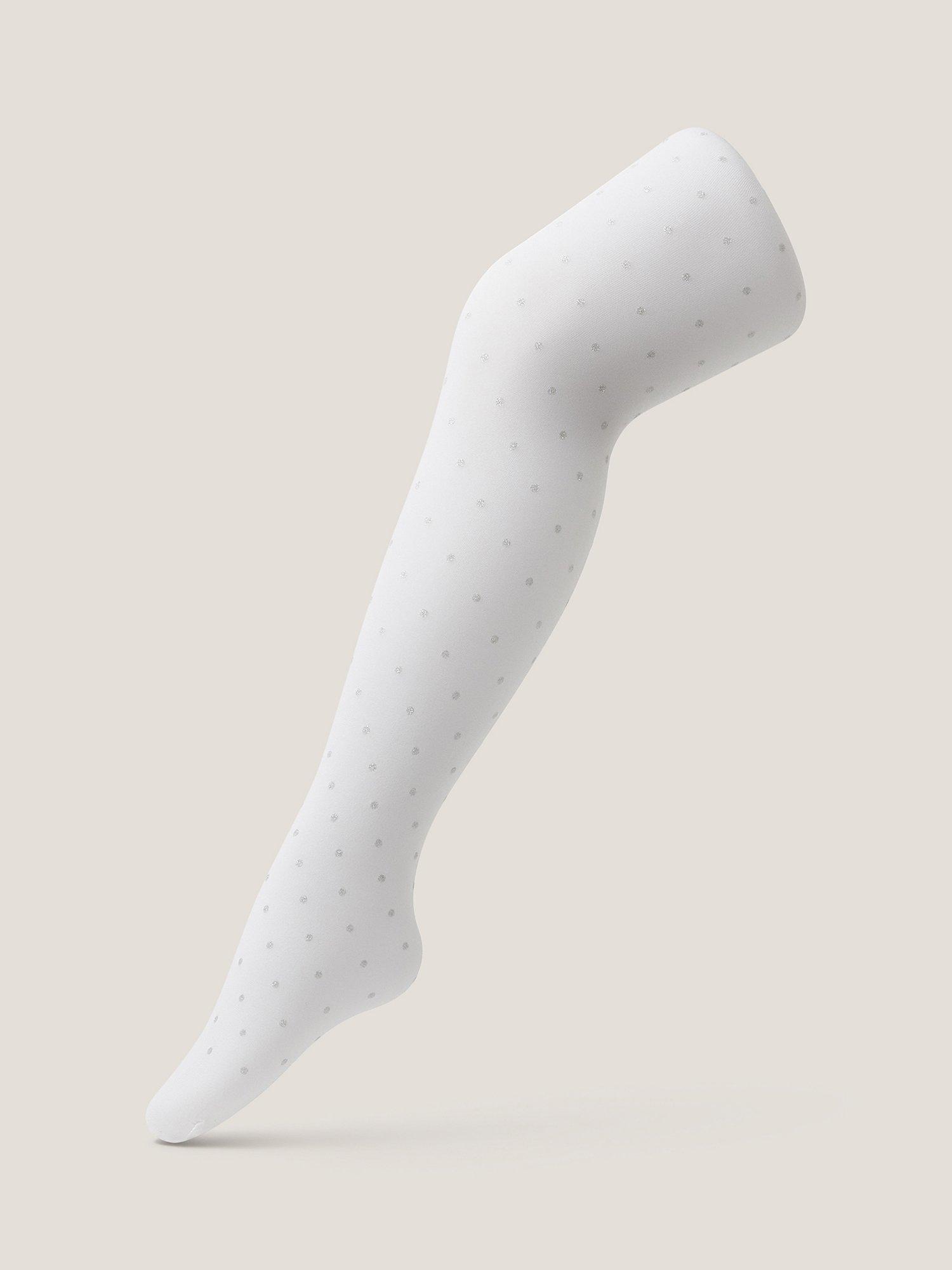 Product image 1 of 3, which shows Monsoon Kids' Glitter Spot Tights, Silver, 3-4 years