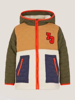 Monsoon Kids' Colourblock Fleece Jacket, Multi - view 2, Multi