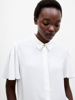 French Connection Mila Flutter Sleeve Shirt - view 2, White