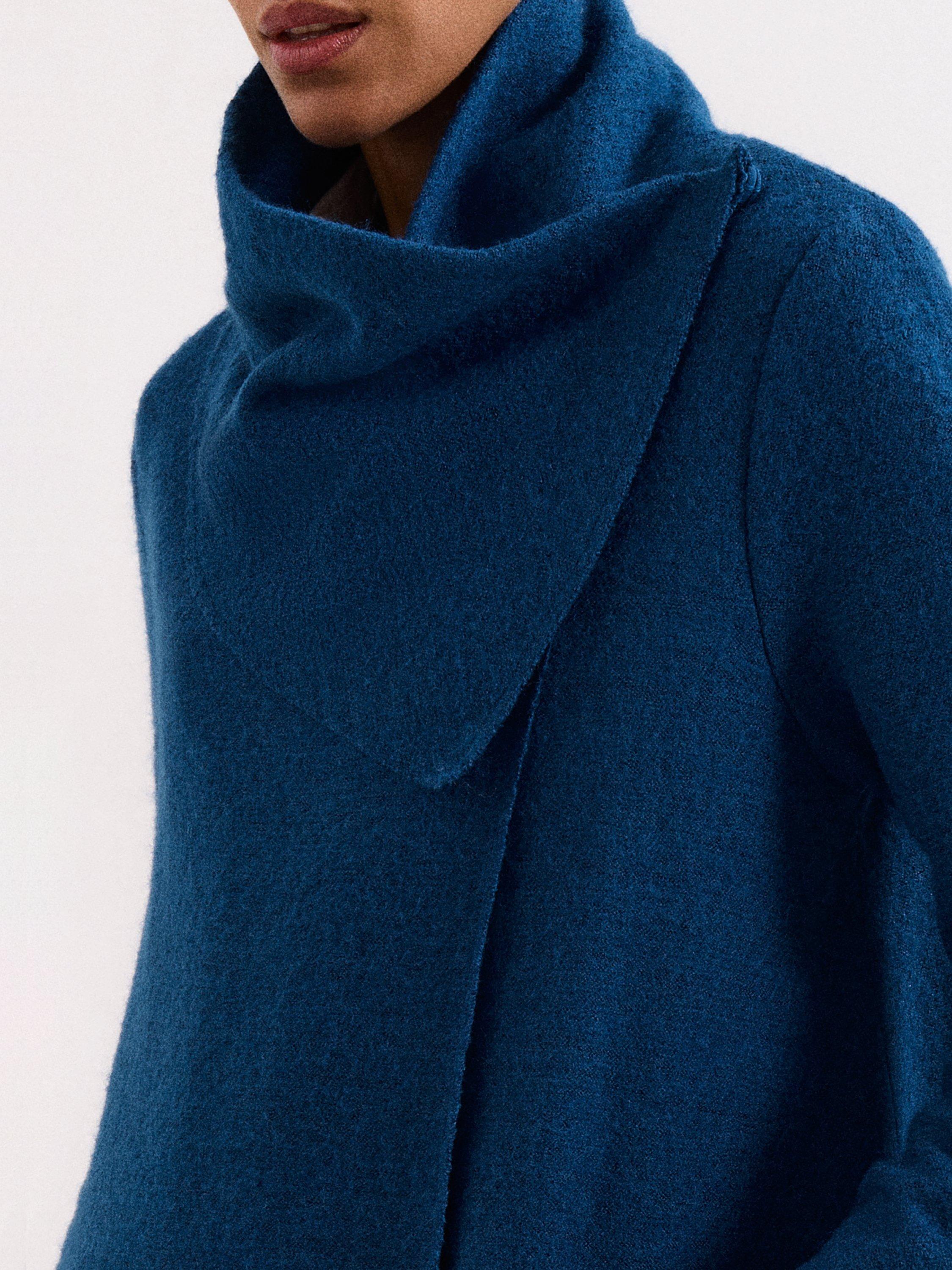 Product image 4 of 9, which shows Phase Eight Bellona Knit Wrap Coat, Dark Teal, 10