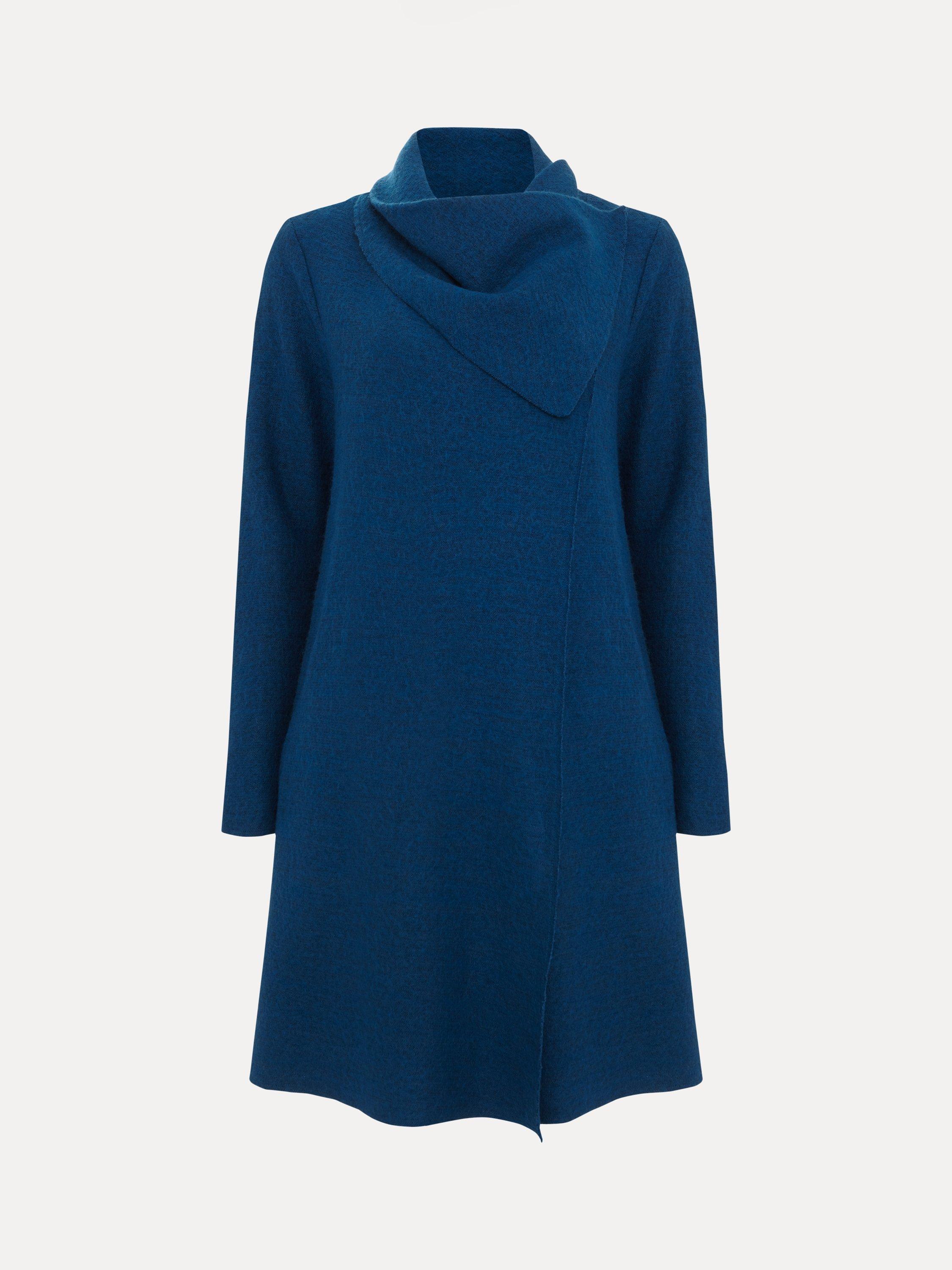 Product image 5 of 9, which shows Phase Eight Bellona Knit Wrap Coat, Dark Teal, 10