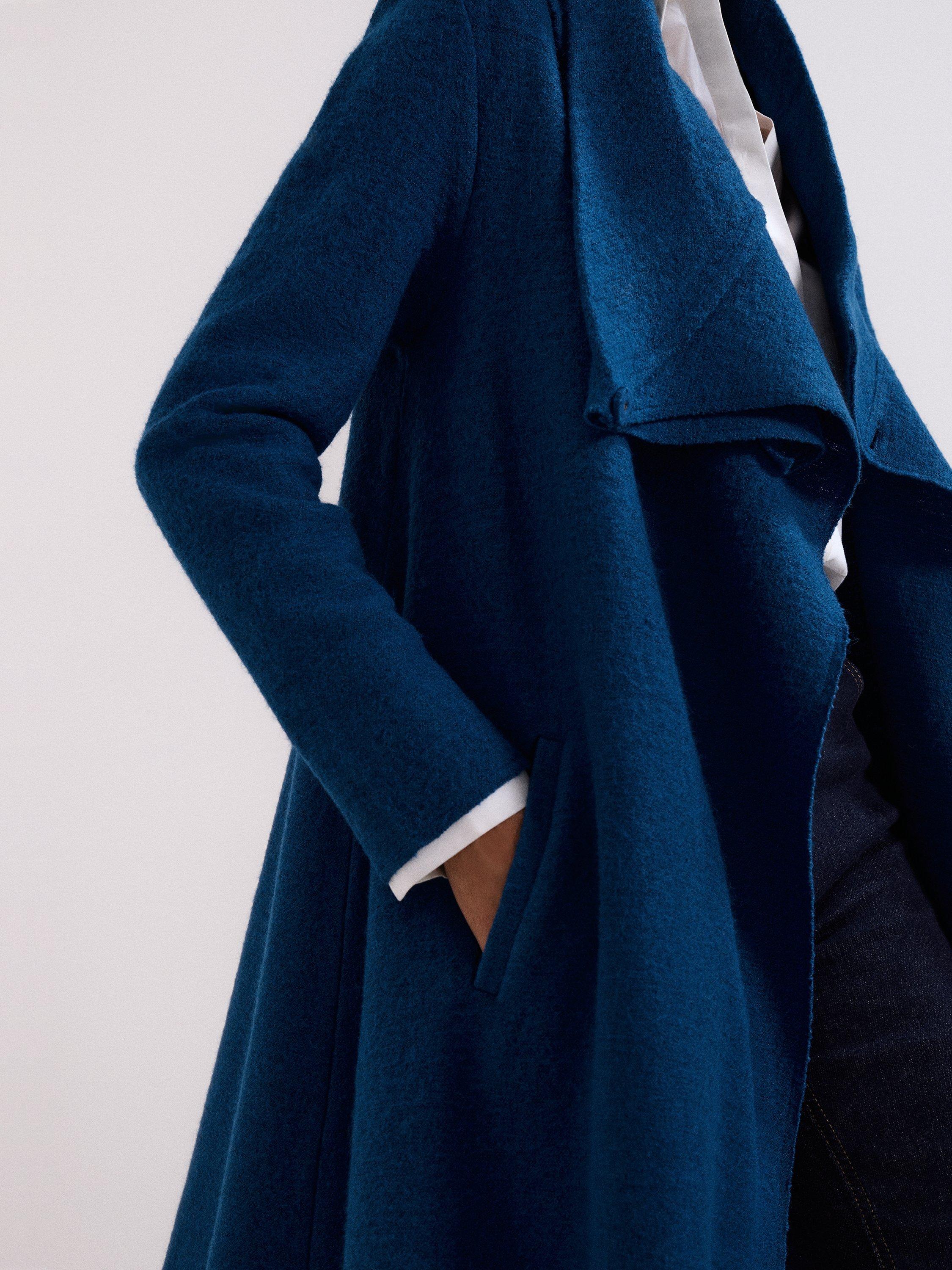 Product image 7 of 9, which shows Phase Eight Bellona Knit Wrap Coat, Dark Teal, 10