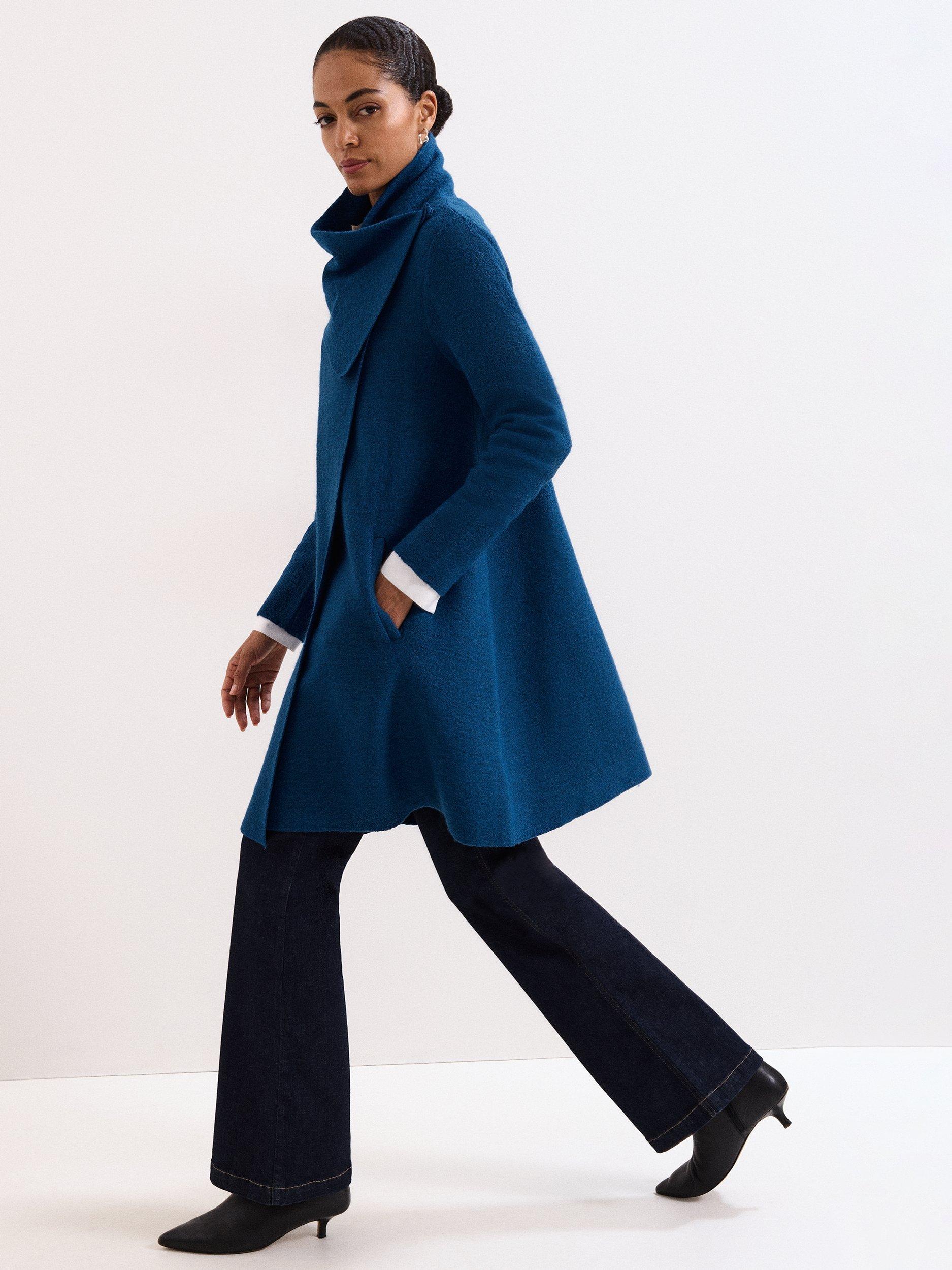 Product image 9 of 9, which shows Phase Eight Bellona Knit Wrap Coat, Dark Teal, 10