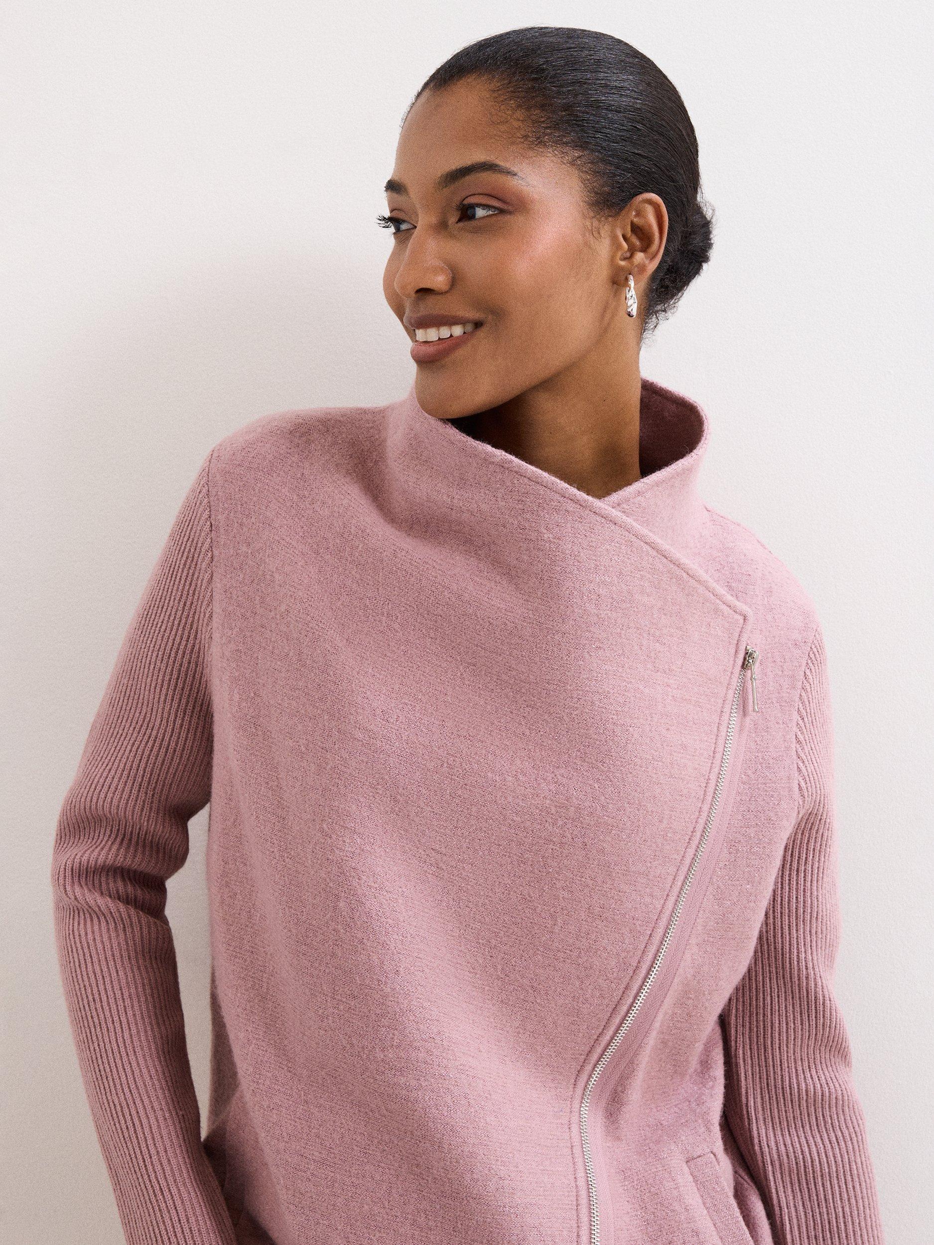 Product image 4 of 10, which shows Phase Eight Byanca Longline Zip Coat, Pale Pink, 12