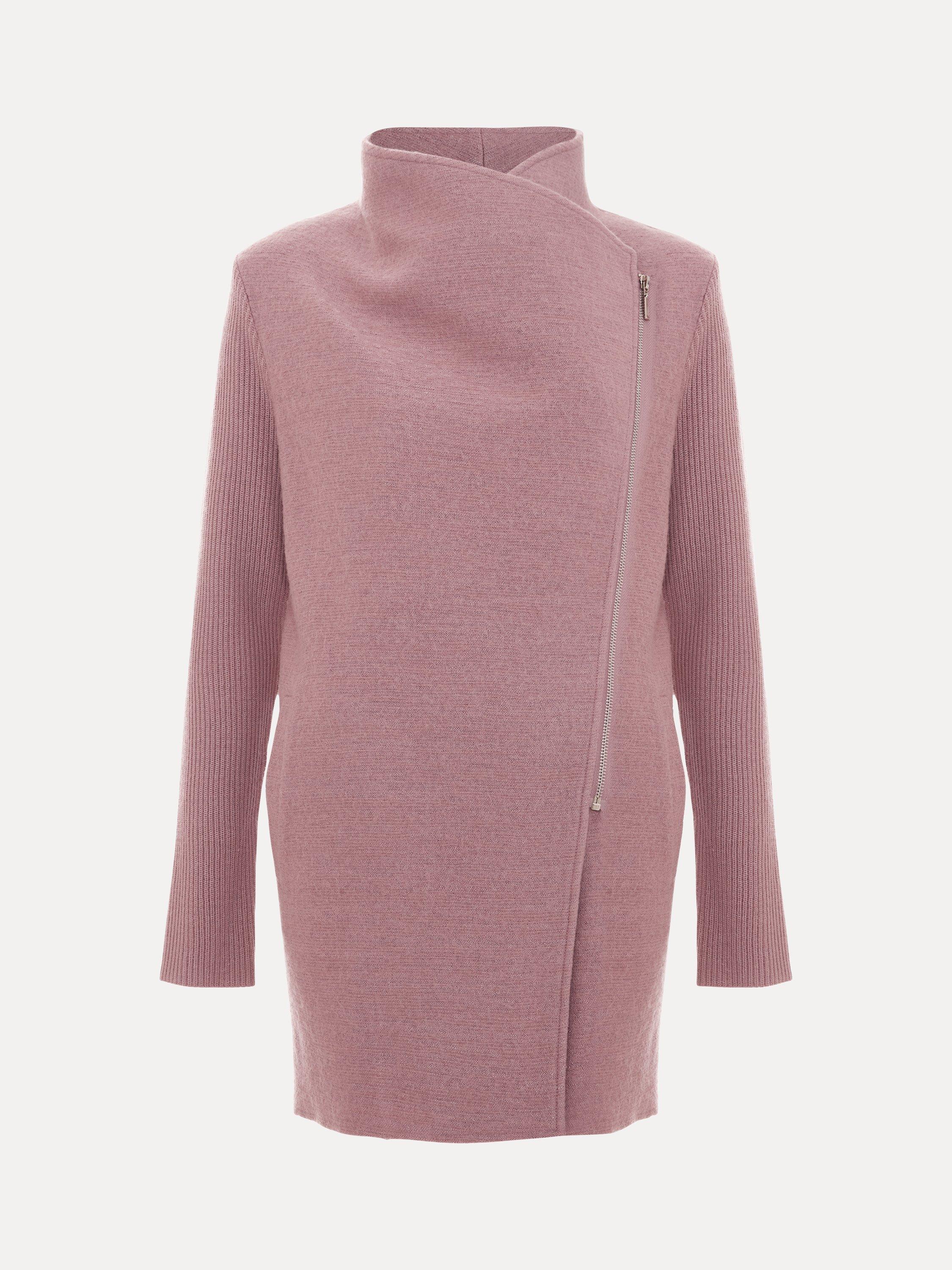Product image 5 of 10, which shows Phase Eight Byanca Longline Zip Coat, Pale Pink, 12