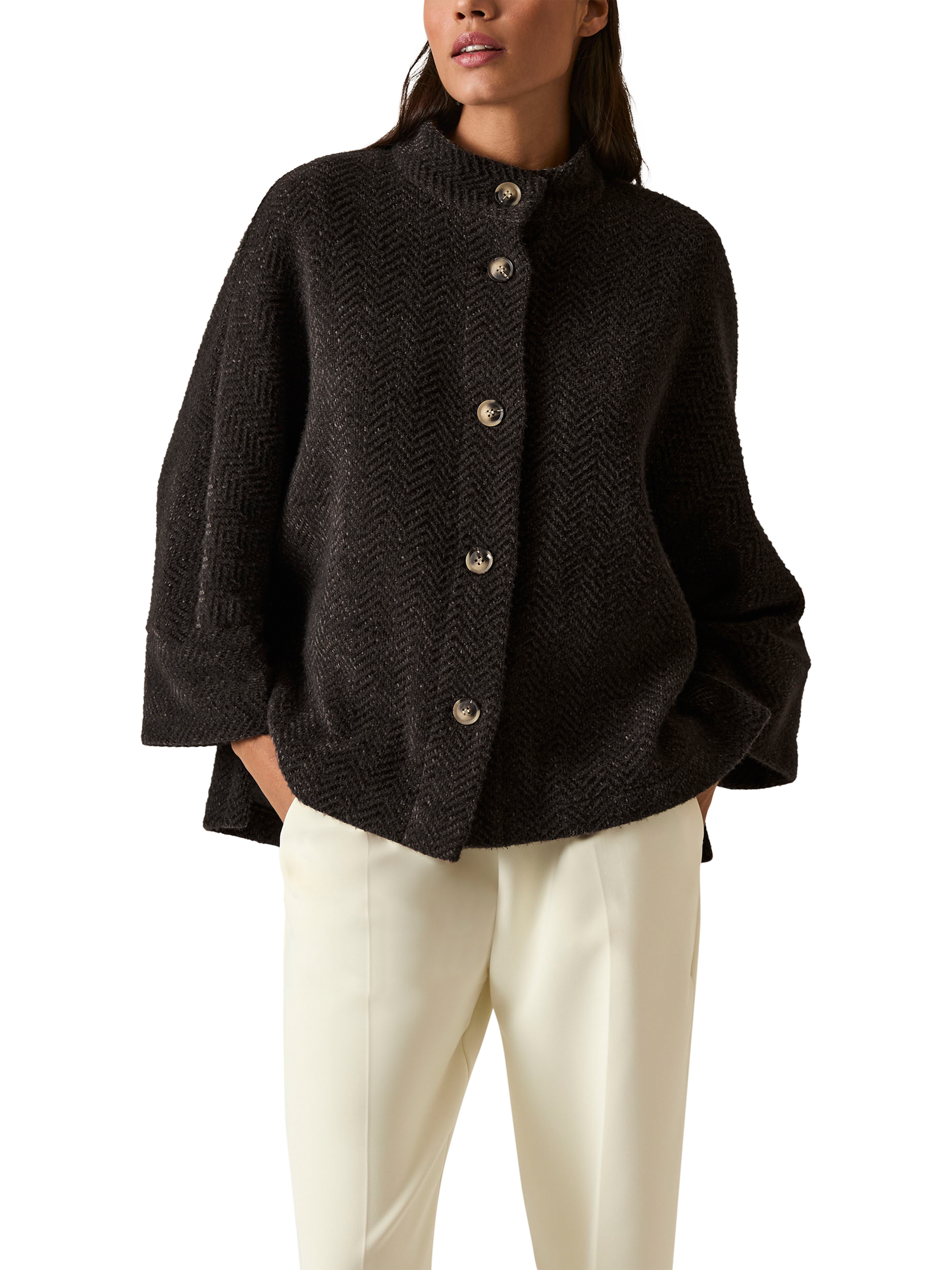 Product image 3 of 5, which shows James Lakeland Textured Batwing Jacket, Black, 8