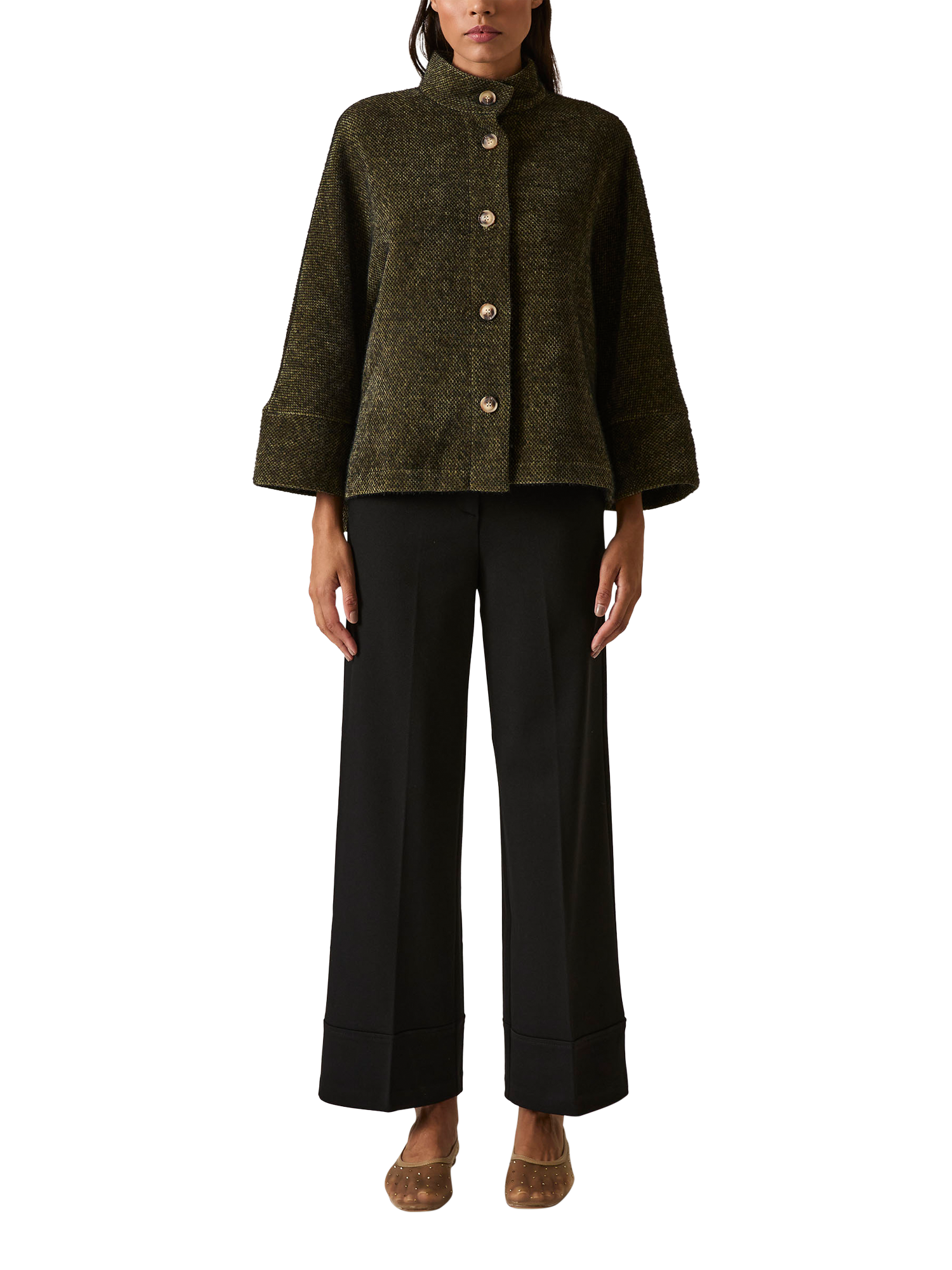 Product image 1 of 6, which shows James Lakeland Textured Batwing Jacket, Dark Green, 8