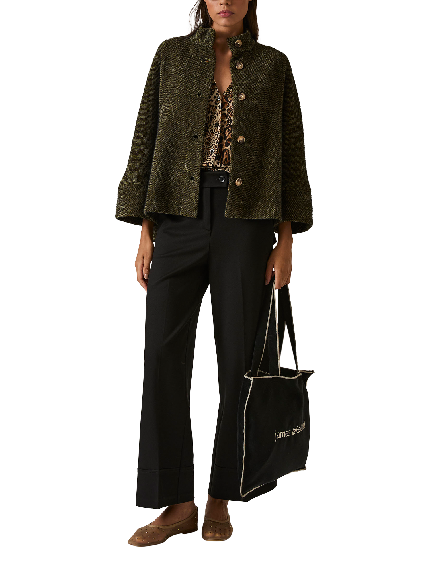 Product image 5 of 6, which shows James Lakeland Textured Batwing Jacket, Dark Green, 8