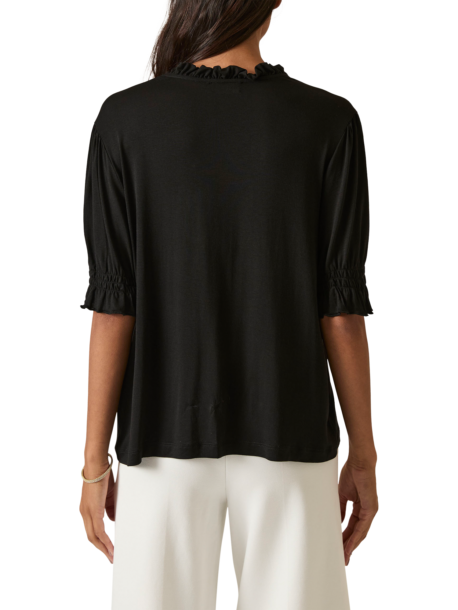 Product image 2 of 6, which shows James Lakeland Smock Cuff Jersey Shirt, Black, 8