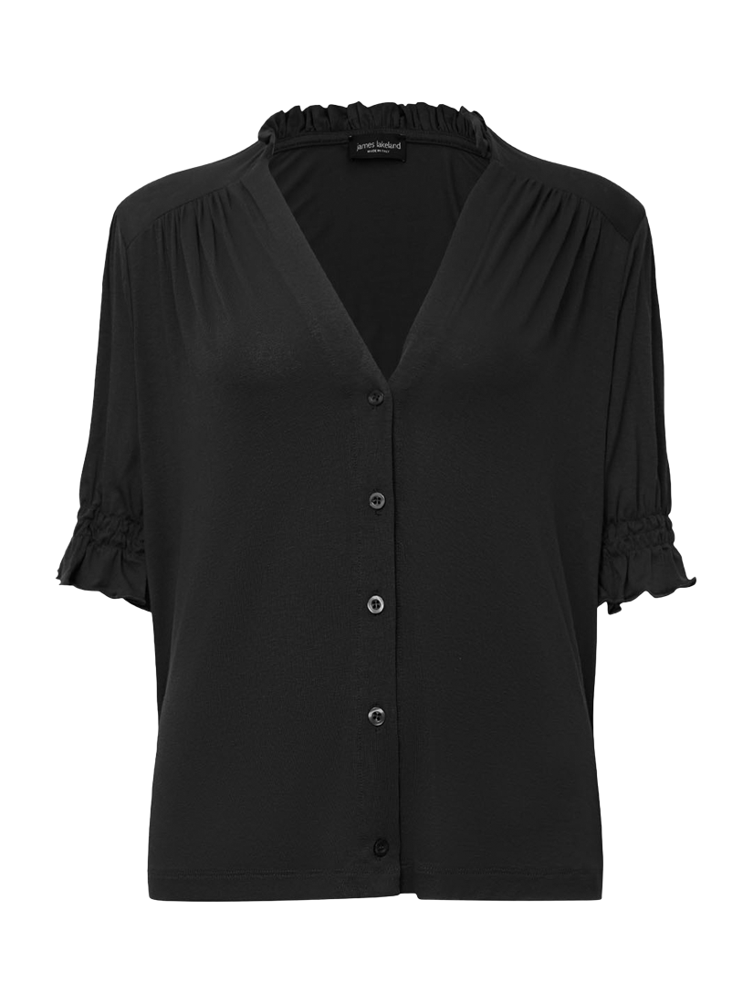 Product image 6 of 6, which shows James Lakeland Smock Cuff Jersey Shirt, Black, 8