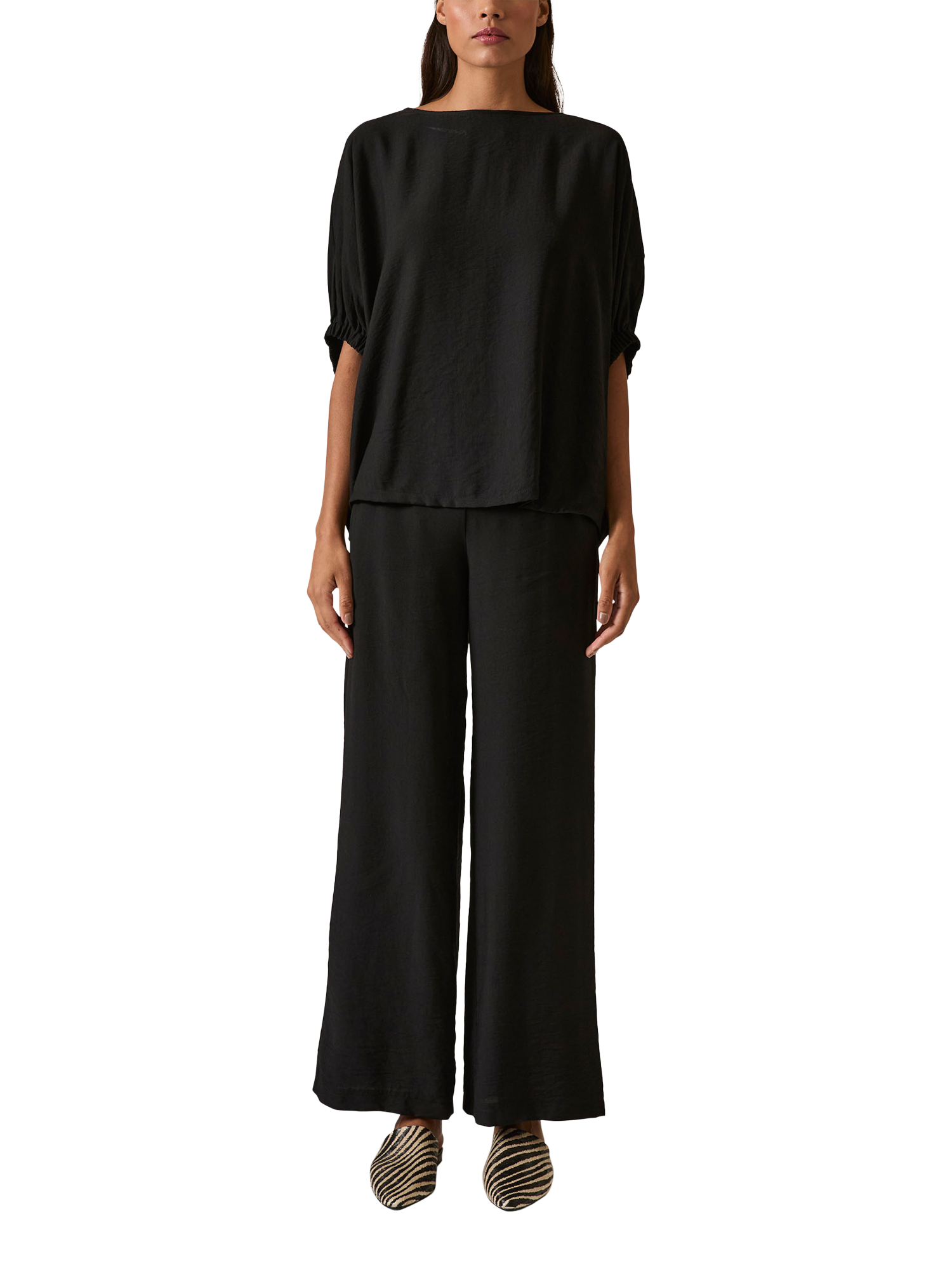 Product image 1 of 6, which shows James Lakeland Round Neck Batwing Top, Black, 8