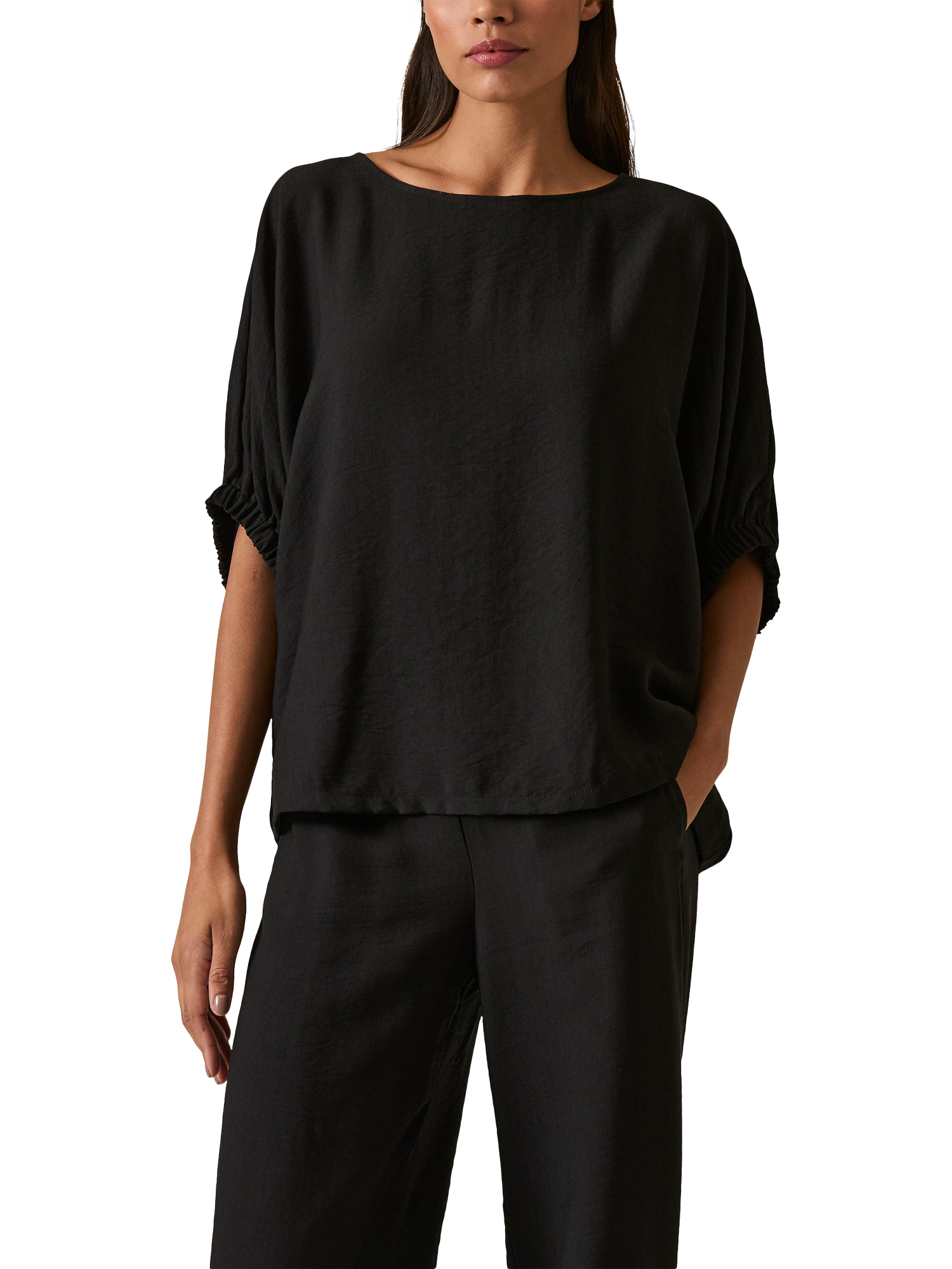 Product image 3 of 6, which shows James Lakeland Round Neck Batwing Top, Black, 8