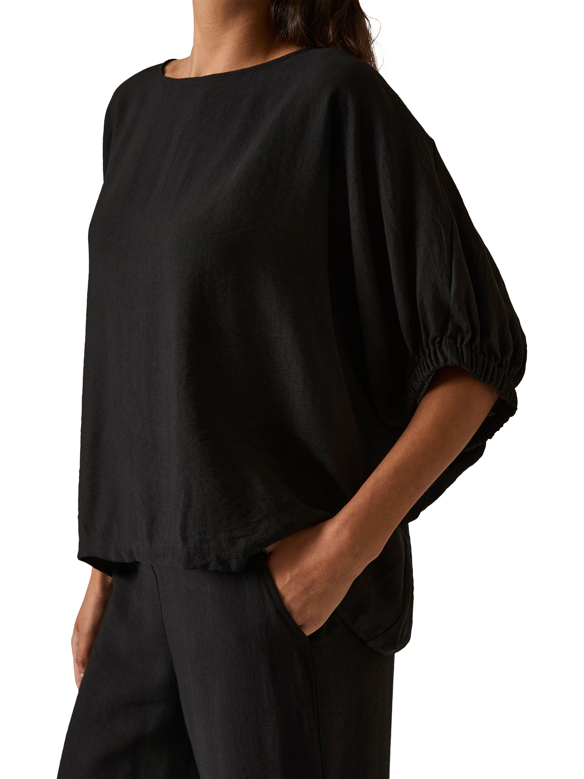 Product image 4 of 6, which shows James Lakeland Round Neck Batwing Top, Black, 8