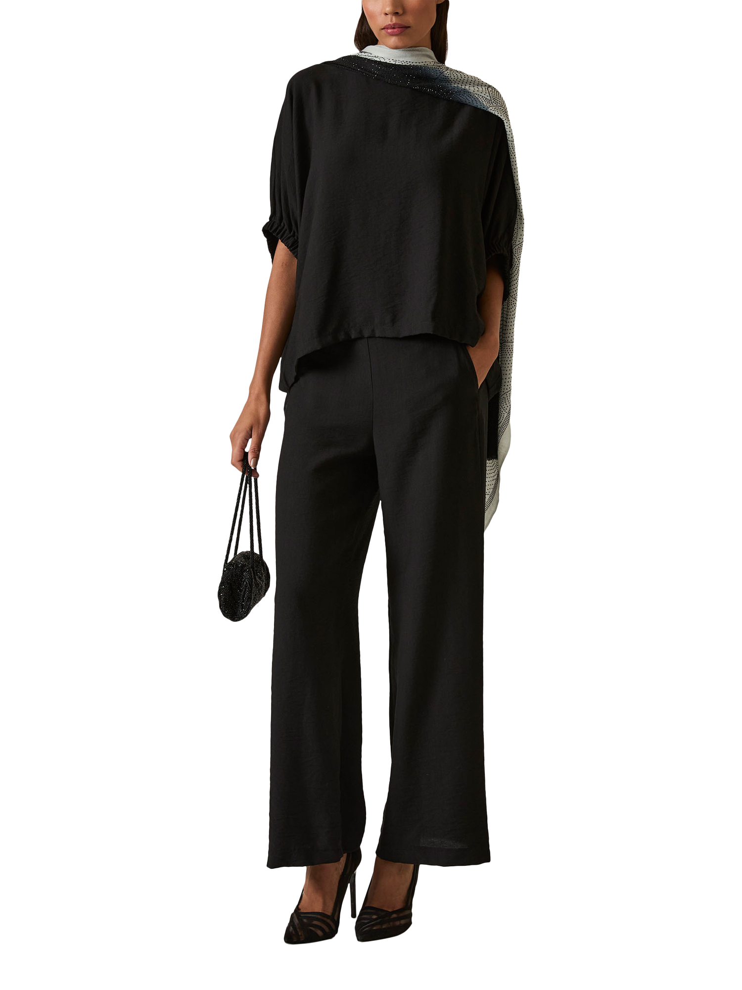 Product image 5 of 6, which shows James Lakeland Round Neck Batwing Top, Black, 8