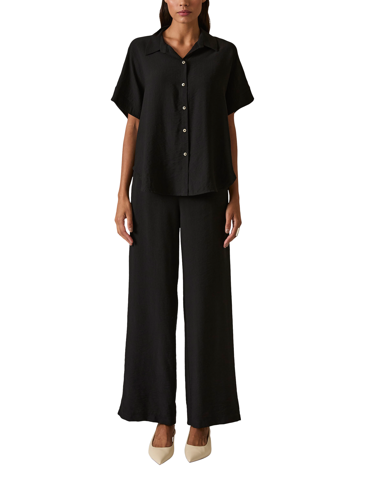 Product image 1 of 6, which shows James Lakeland Crinkle Short Sleeve Shirt, Black, 8