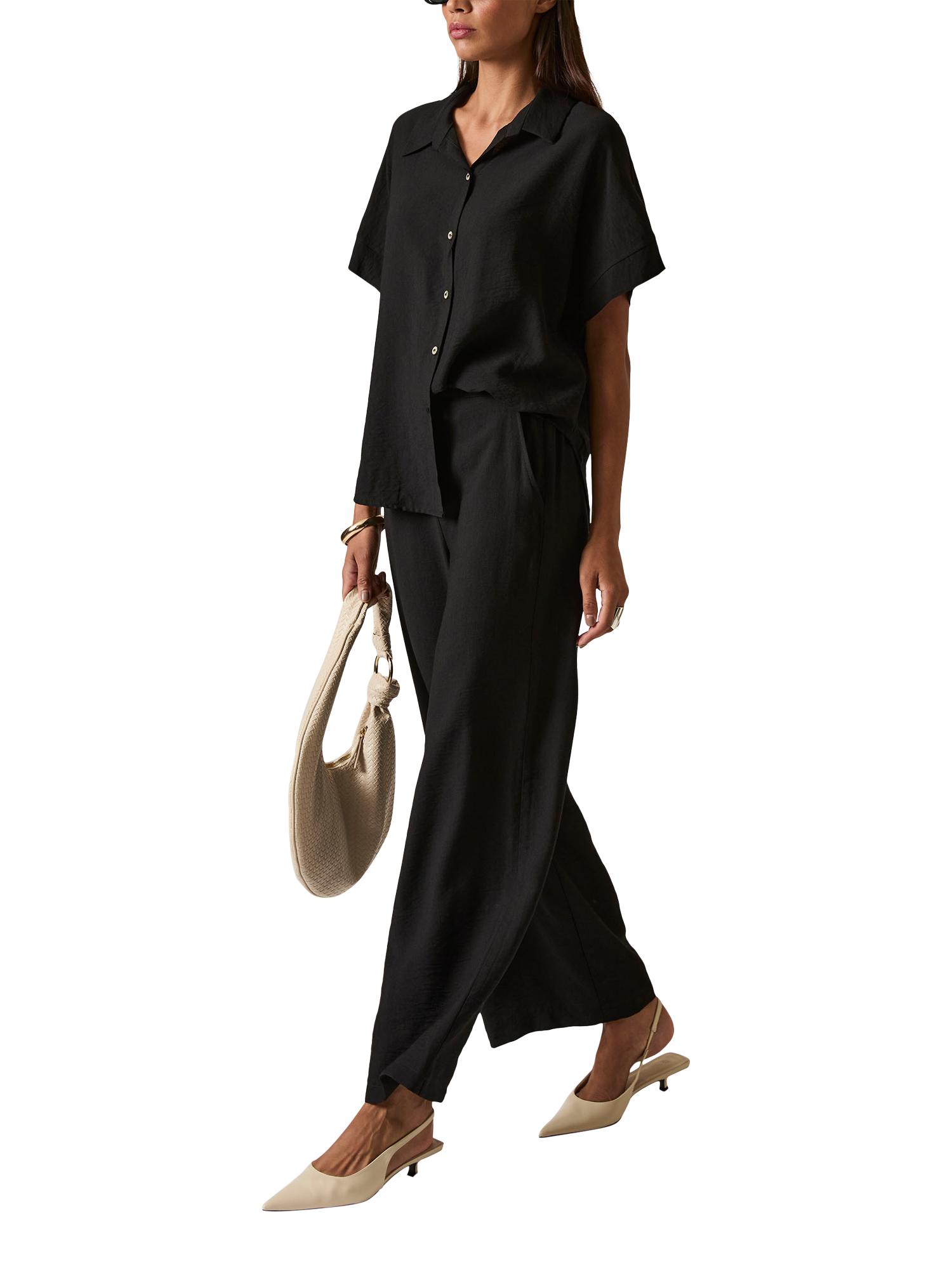 Product image 5 of 6, which shows James Lakeland Crinkle Short Sleeve Shirt, Black, 8